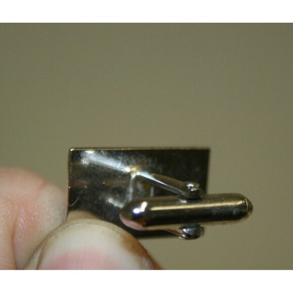 Vintage Chrome Silver Squared SWANK Mid Century Modern Cuff Links Set RARE - Picture 5 of 6